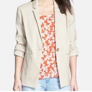 Halogen linen blend tan/beige blazer